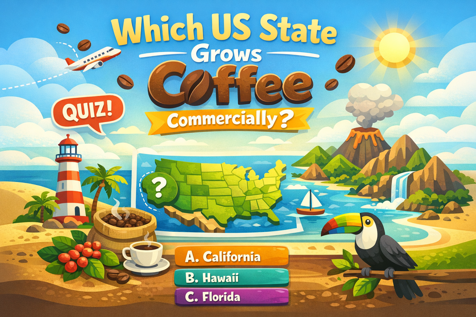 Which US State Grows Coffee Commercially?