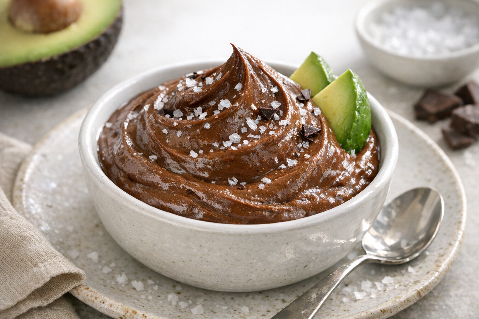 Chocolate Avocado Pudding with Sea Salt