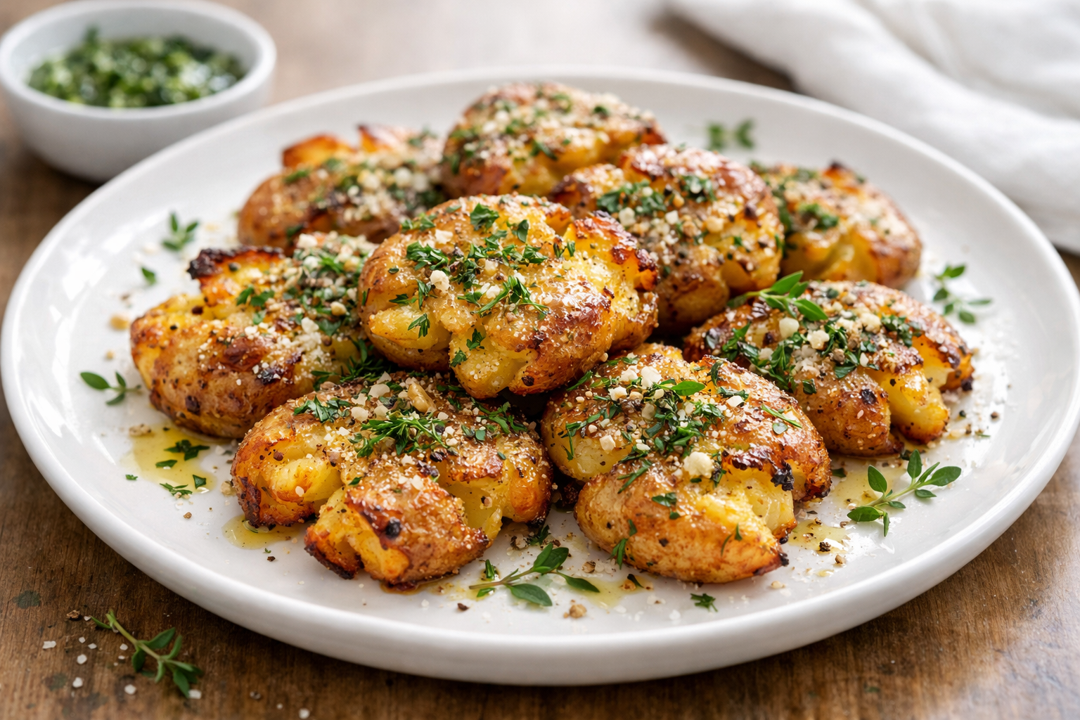 Crispy Smashed Potatoes with Herbs