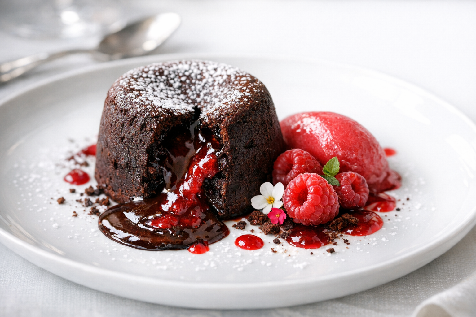 Dark Chocolate and Raspberry Lava Cake