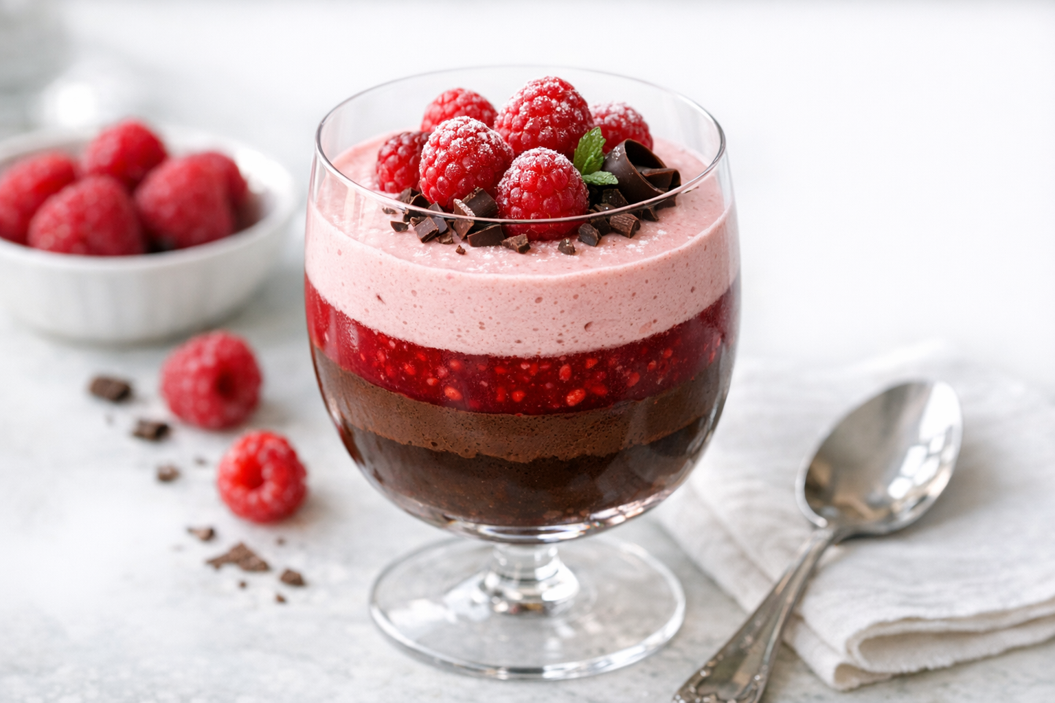 Dark Chocolate Raspberry Mousse Parfait