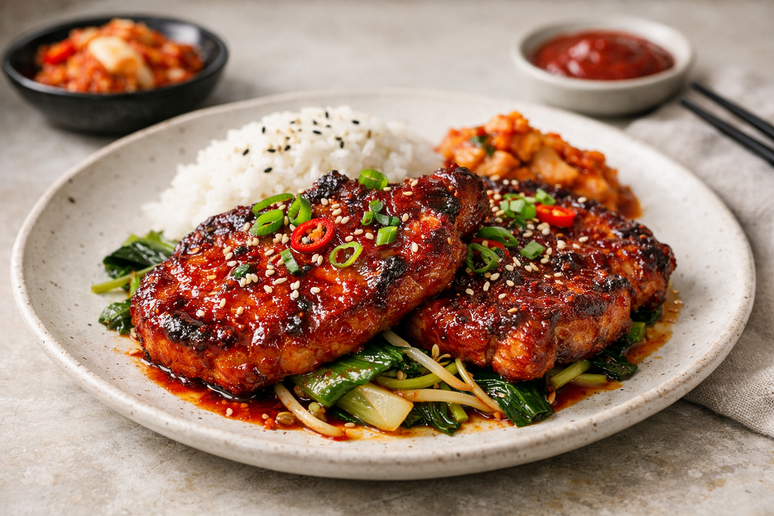 Gochujang Glazed Pork Chops