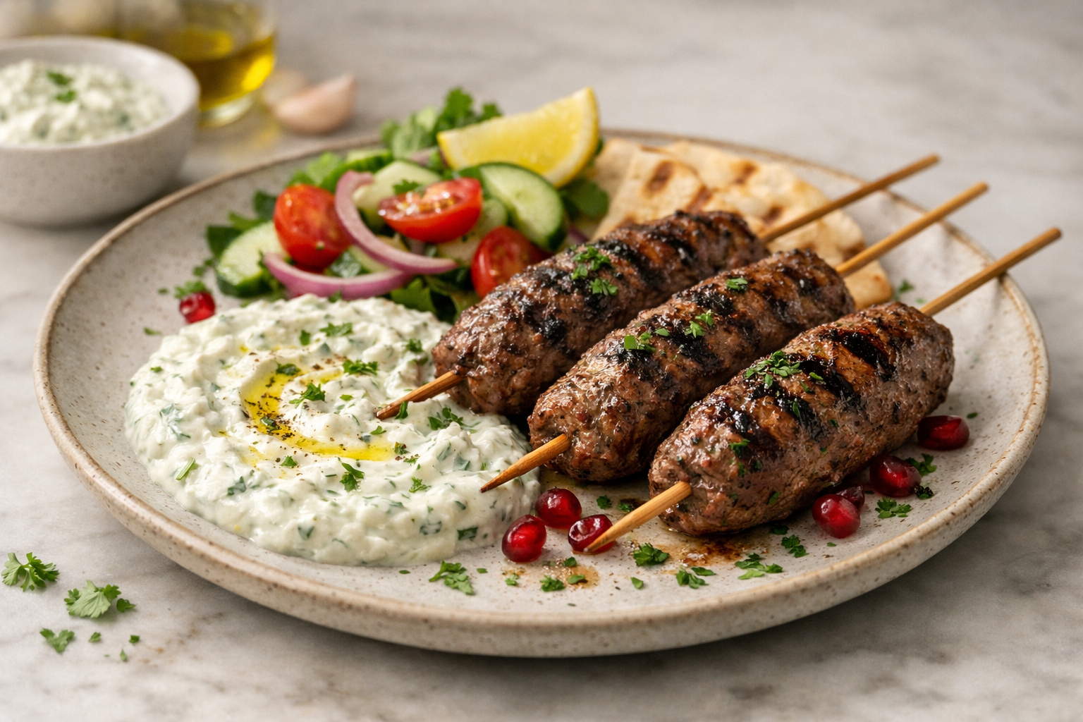 Grilled Lamb Kofta with Tzatziki