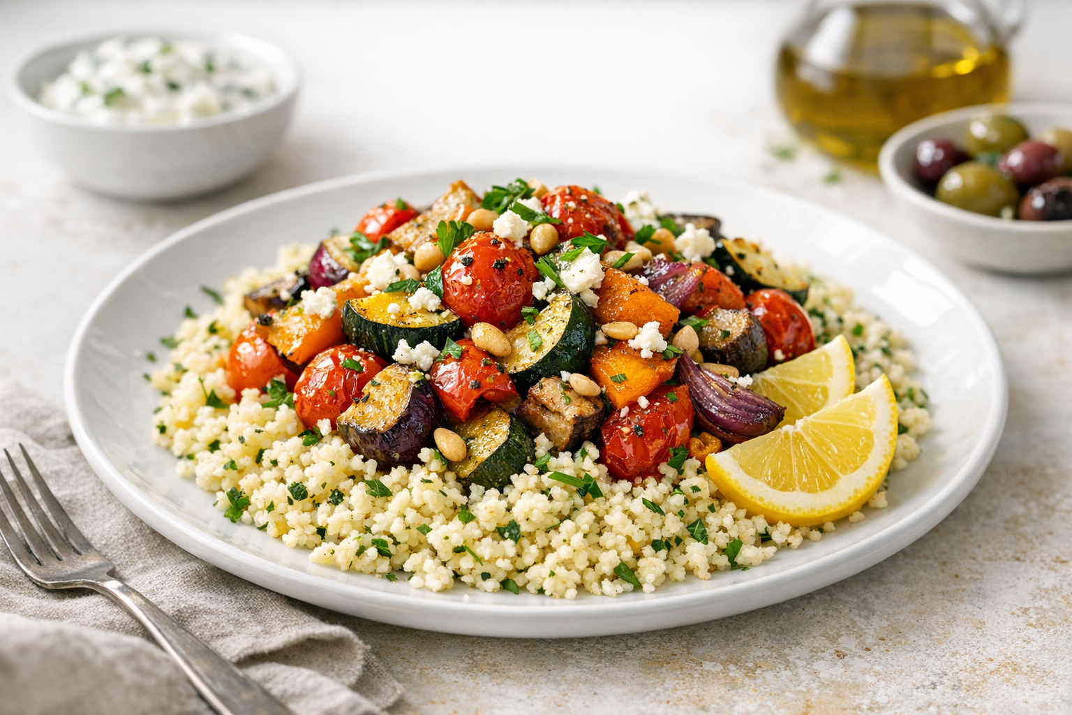 Lemon Herb Couscous with Roasted Vegetables