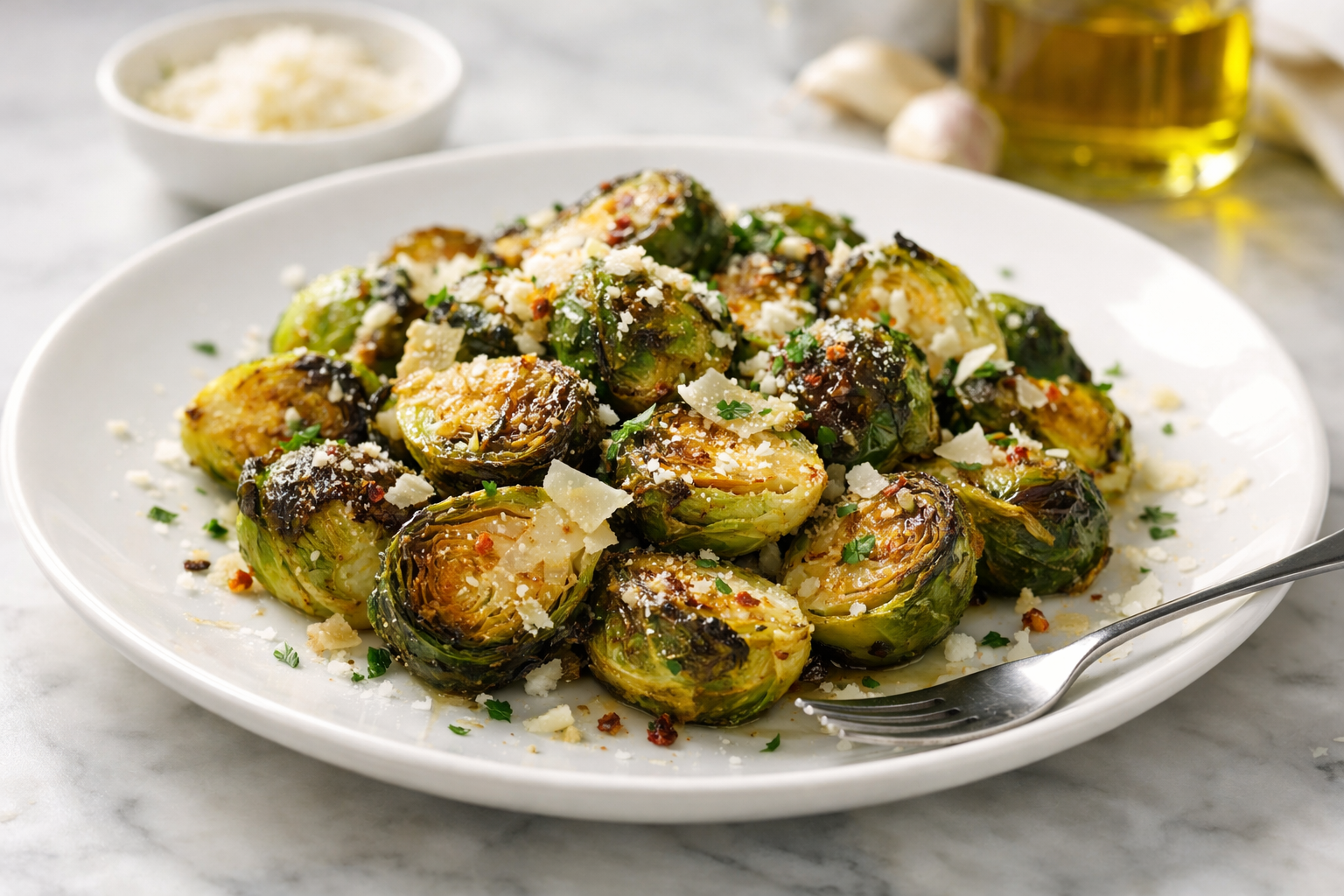 Parmesan Garlic Roasted Brussels Sprouts