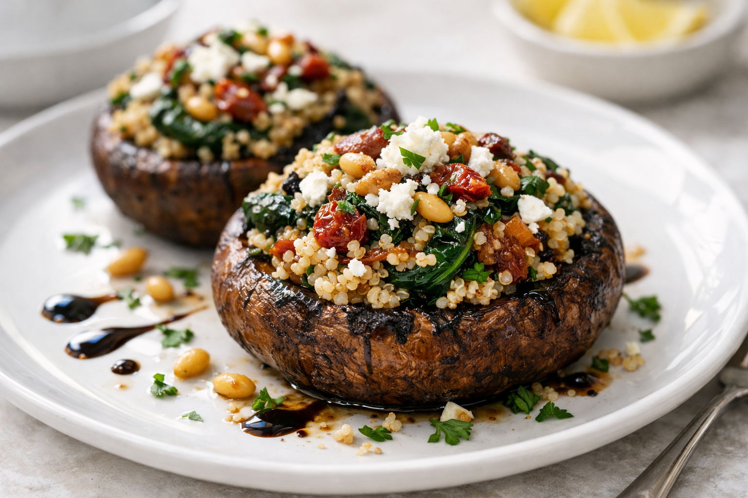 Stuffed Portobello Mushrooms with Quinoa and Spinach